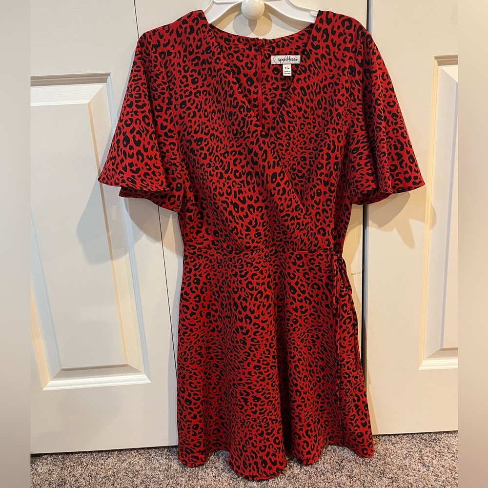 Red Leopard Wrap Dress